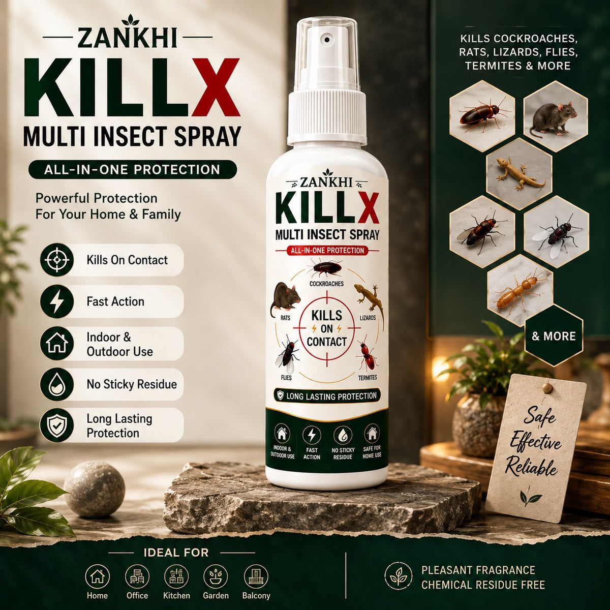 KILLX Multi Insect Spray 50Ml Each (Pack Of 3)